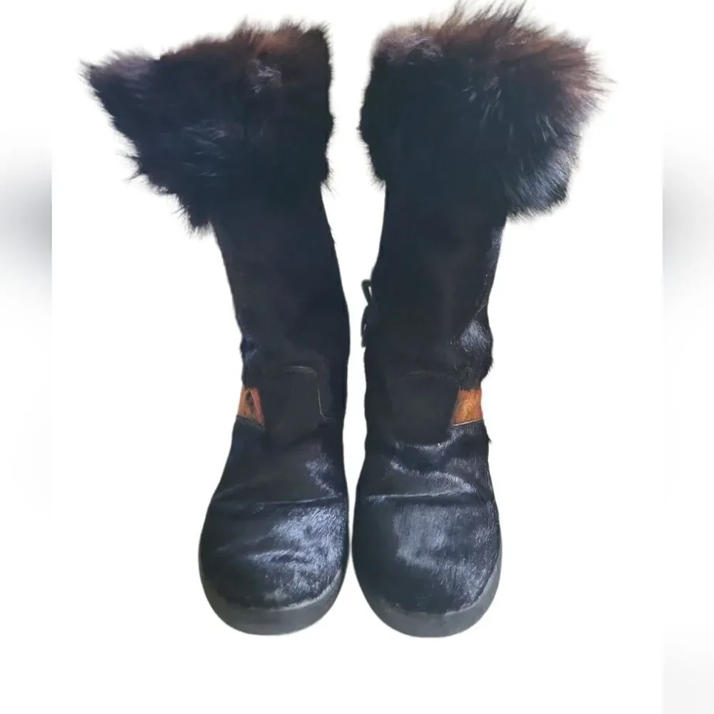 Oscar Sport Taiga Black Fur‎ Calf Hair  Boots Size EU 37 6.5